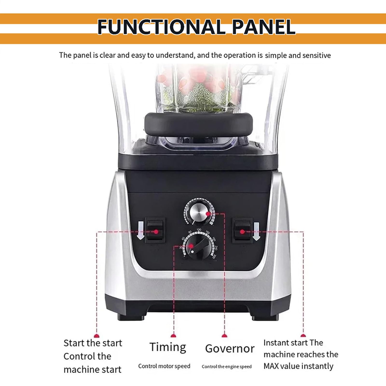 Mixeur À Smoothie pour Cuisine, Mixeur sur Socle 45000 TR/Min, Machine De Cuisson À Jus De Comptoir avec Récipient 2,5L/5L, Machine À Boissons Électrique(avec 2 Coupe-Fruits) 1680W,5L