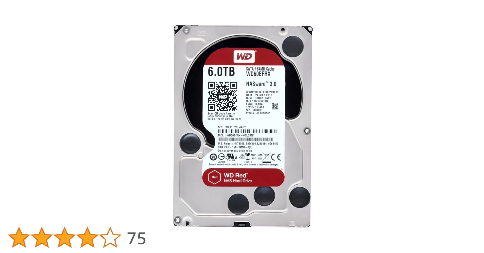 Western Digital WD30EFRX（3.5 HDD 3TB） 3TB Clearance - WD Red™ Plus NAS Hard Drive 3.5