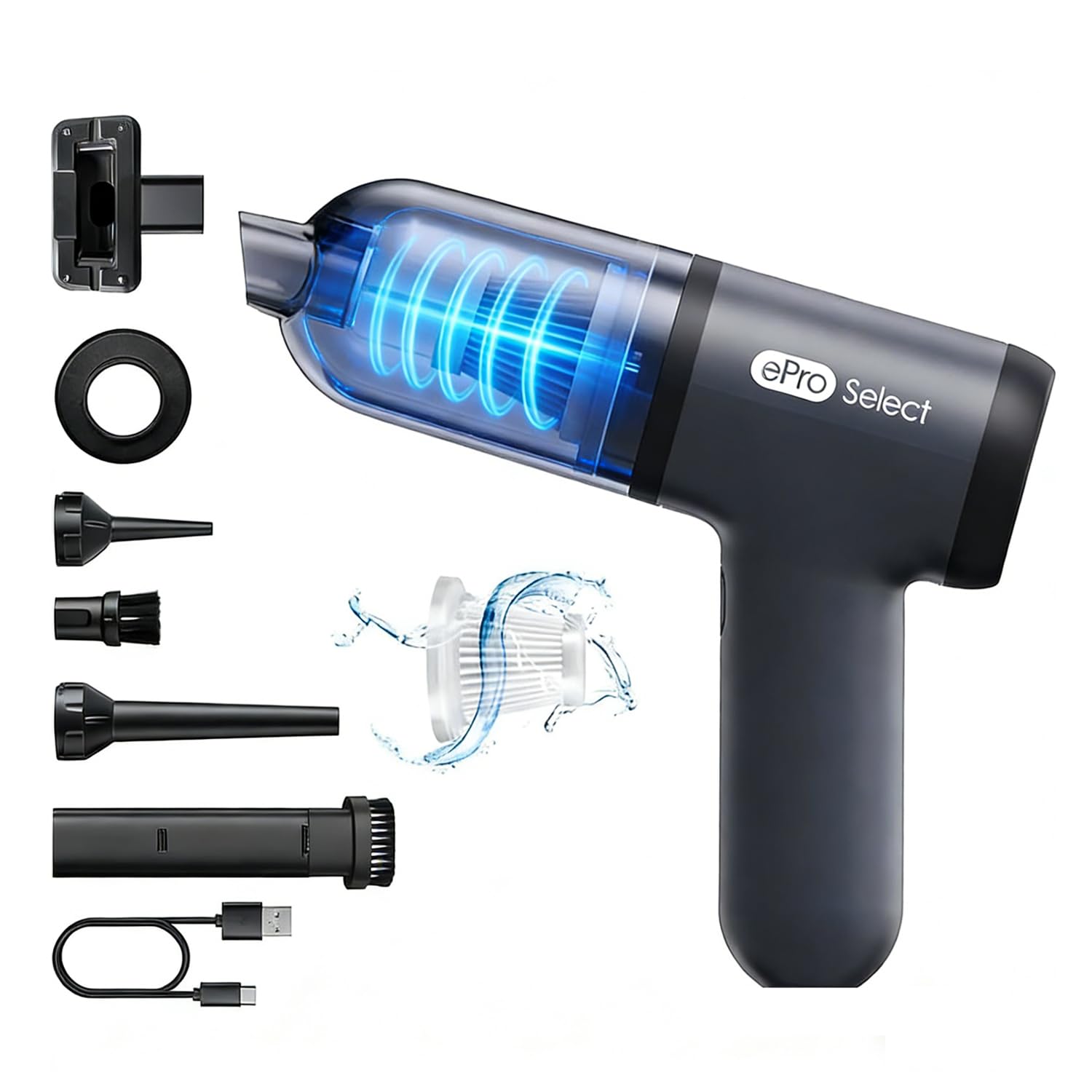 Handheld Vacuum Cordless, 12000Pa 75W Mini Vacuum with Blower Function, 24 Mins Runtime, 0.14L Dust Bin, Compact Design with Multi-Accessories for Stairs, Car and Home