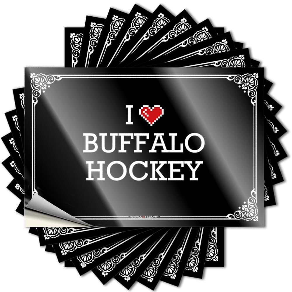 Fzfn Colour Lettering Sticker Funny Bar Decor | Fall Hat I Love Buffalo Hockey For Interesting(8X12cm)