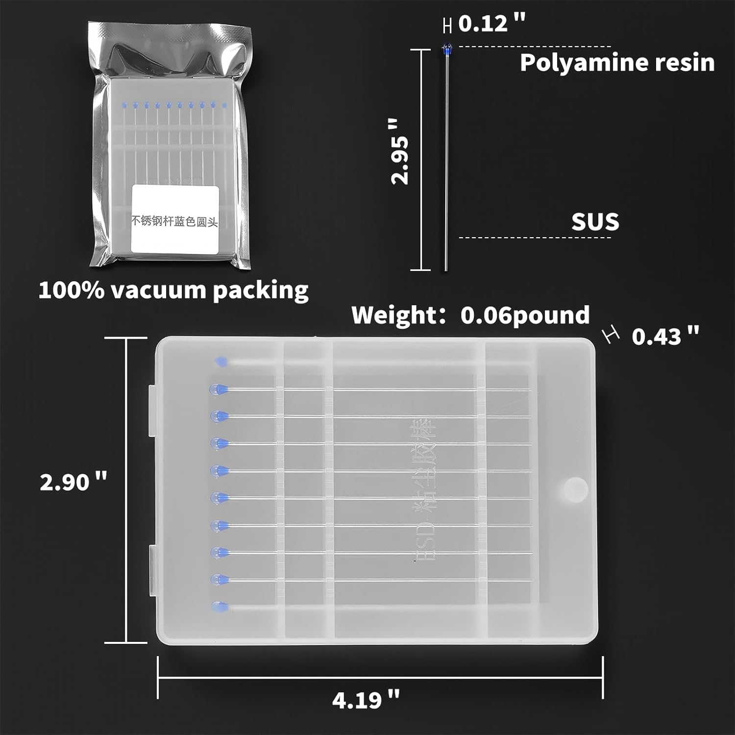 ESDプロフェッショナルステンレススチールゲルスワブスティック。カメラレンズ、センサー、PCB、SMT、半導体、精密機器のクリーニン