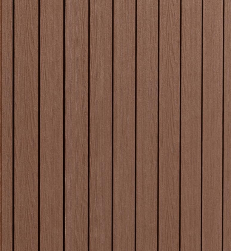 Close-up of the Keter Darwin shed's wood effect paneling