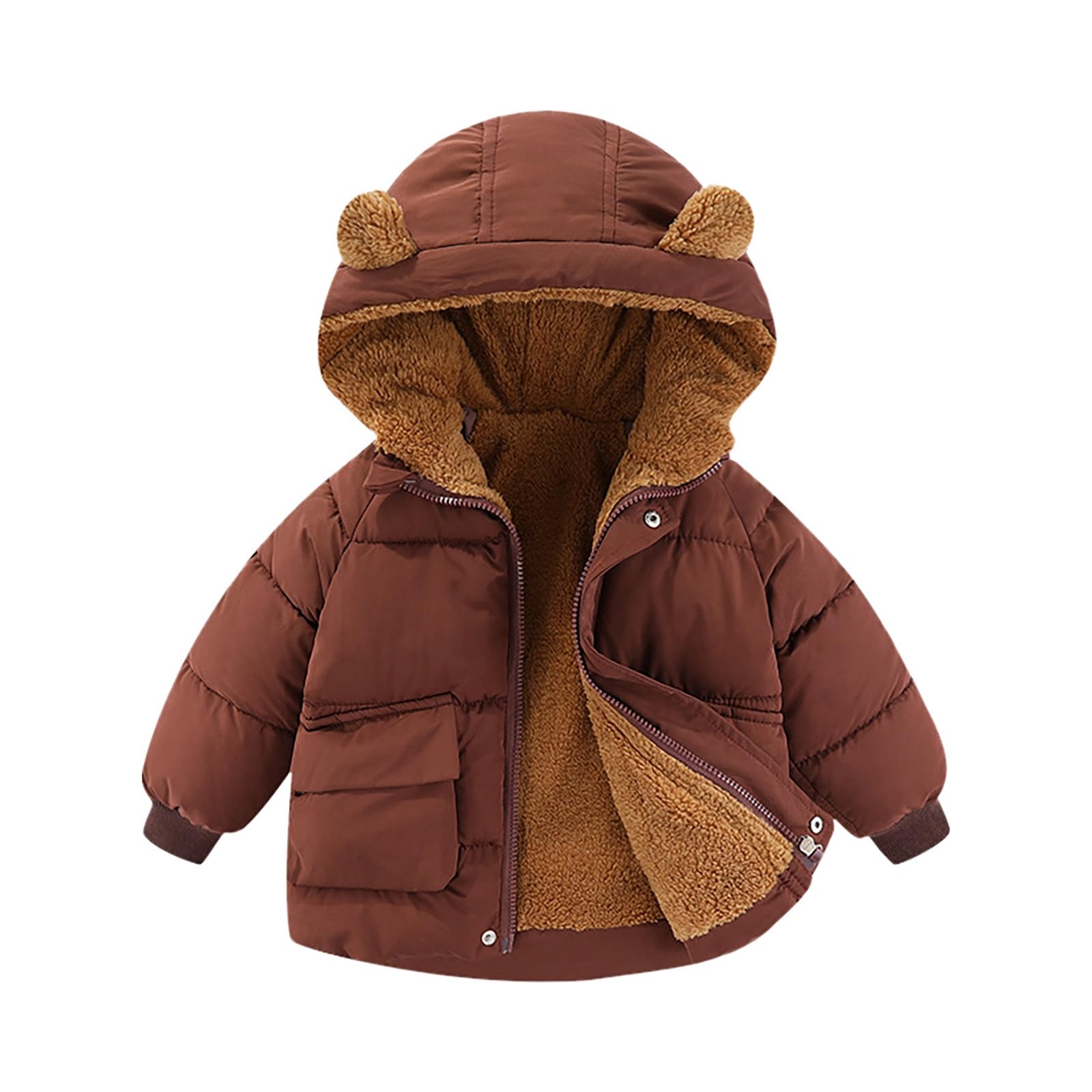 Generisch Doudoune d'hiver garçon bébé garçon fille hiver ours oreilles avec capuche manteau veste épaisse chaude vêtements d'extérieur vêtements vêtements tenues enfants 128