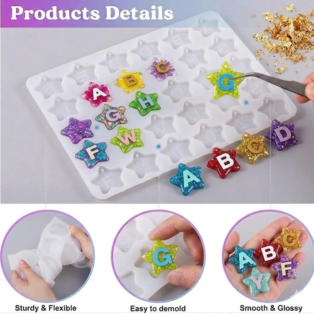 Alphabet Silicone Molds, 30-Cavity Resin Molds for Letter Keychain Making image 3