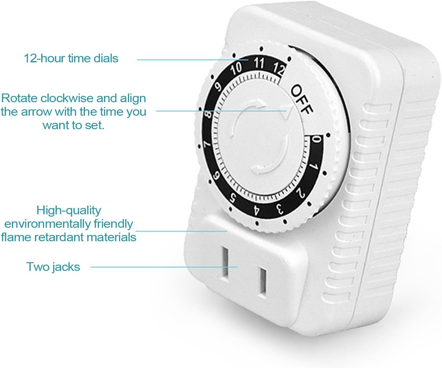 Indoor Timer Socket Accurate Plug in Mechanical Timers Outlet | User-Friendly Energy Saving Socket Auto Shut Off for Electric Fans Lights Inside
