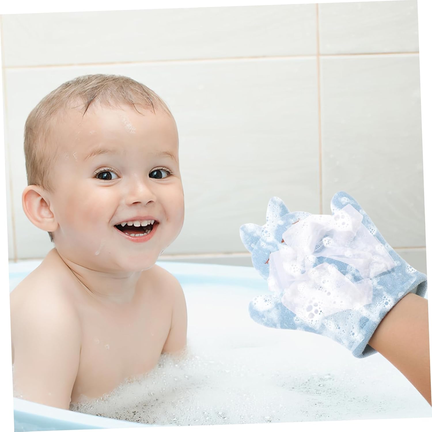 SECFOU Bath Mitt Bunny Design Exfoliating Glove for Boys and Girls Soft and Portable Wash Mitten for Fun Bath for Gentle Scrubbing and Cleansing