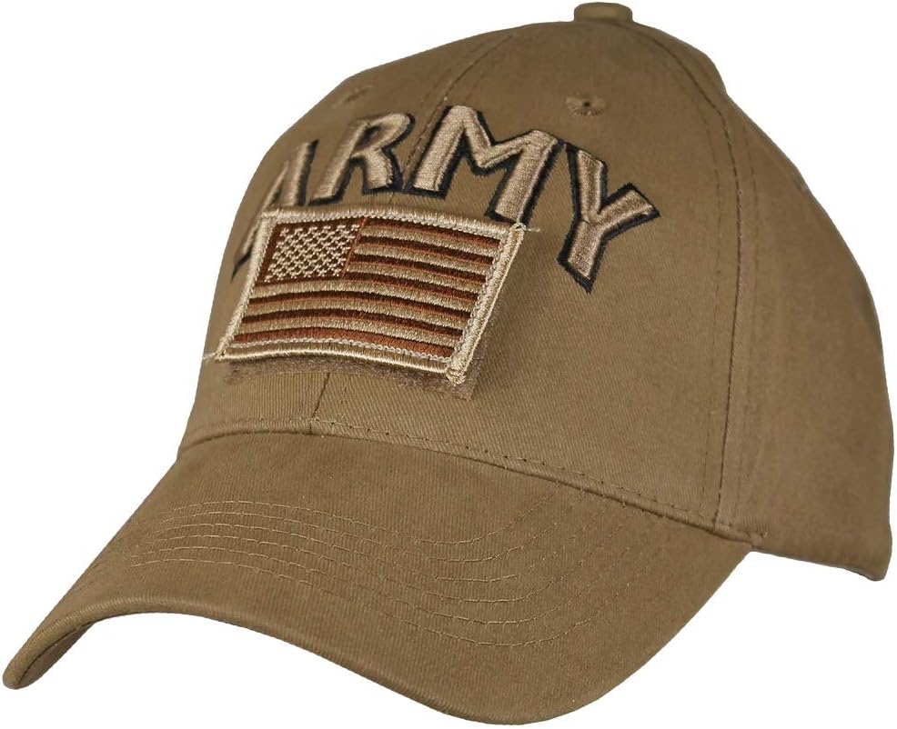 Eagle CrestU.S. Army American Flag Hook and Loop Coyote Brown Baseball Cap