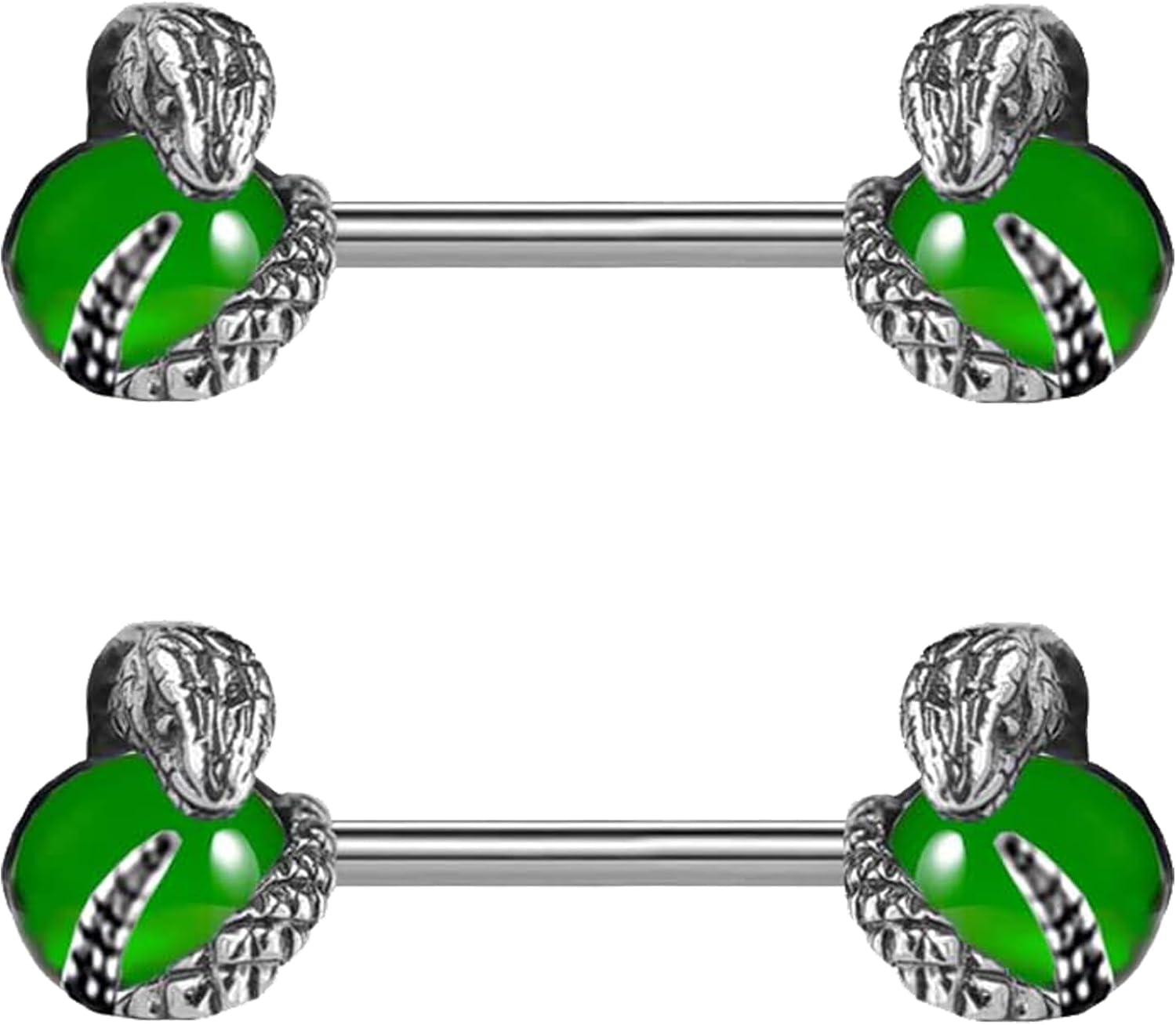 VERAMI 14G Stainless Steel Snake Nipple Rings 316L Snake Nipple Barbells Body Piercing for Women Men