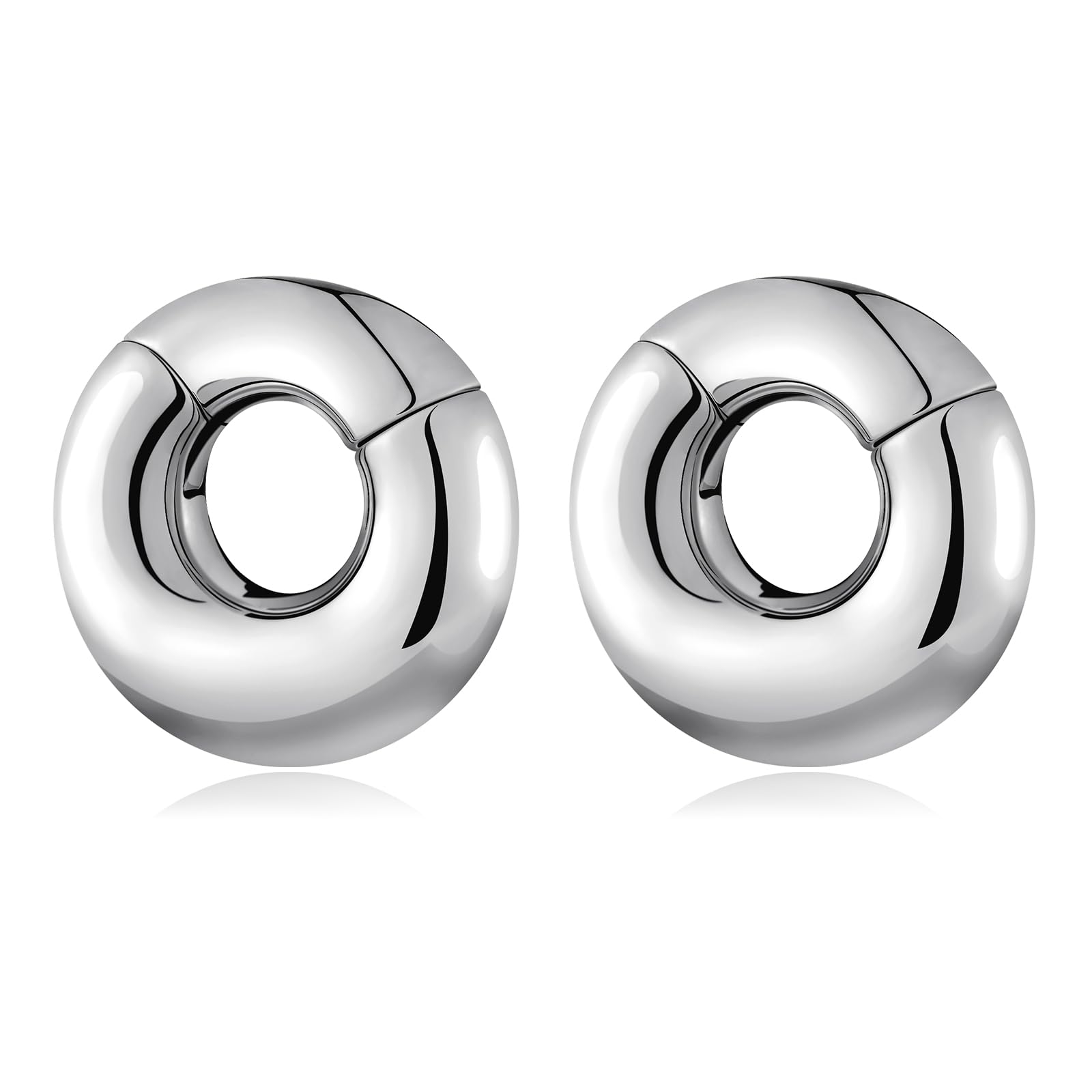 Longbeauty Piercing magnético de acero inoxidable para orejeras estiradas, 0G (8 mm), 2G (6 mm)