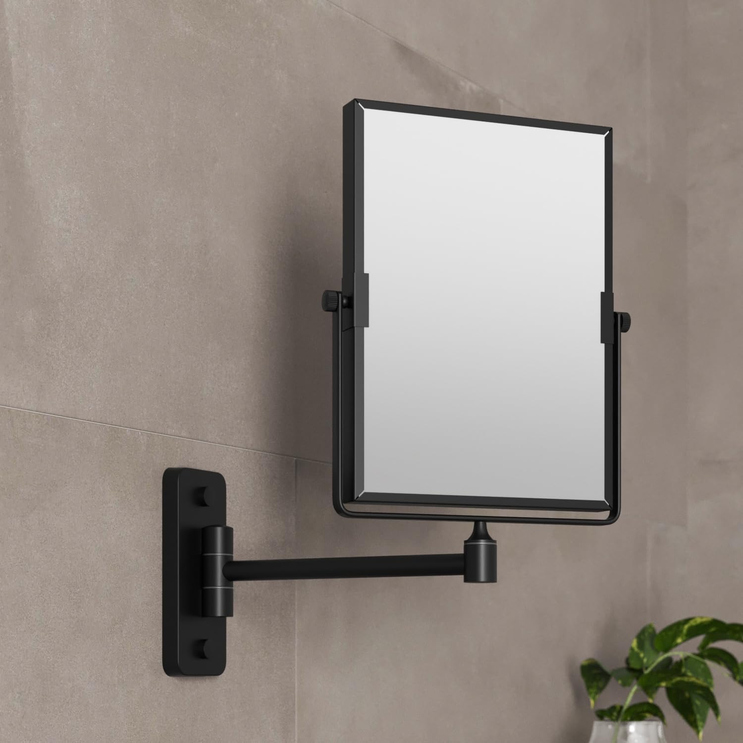 Artis Wall Mounted Bathroom Shaving Make Up Mirror with 1X/3X Magnification, Dual Sided Vanity Mirror Rectangle Black