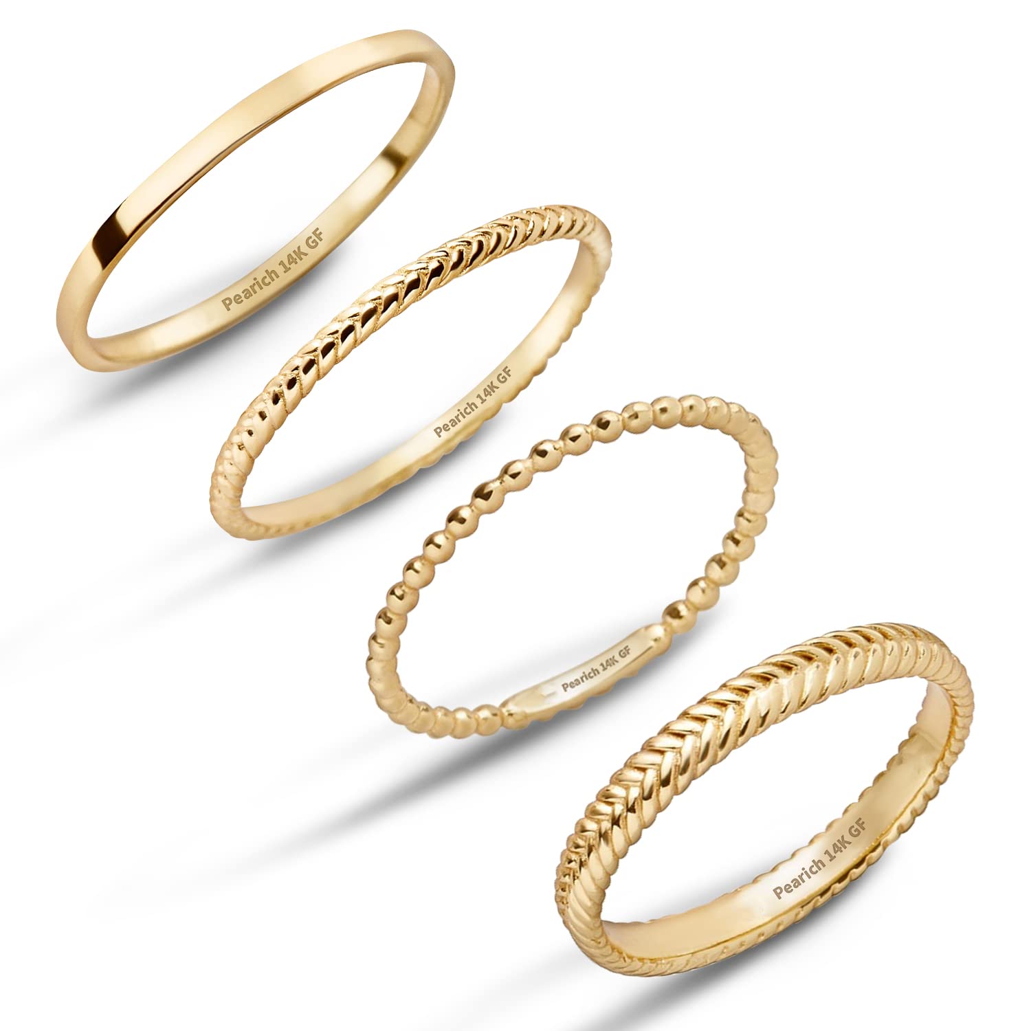 14K Gold Filled Rings for Women, Dainty Stacking Rings for Women, Thin Gold Band Ring Plain Statement Ring Comfort Fit Size 6 to 11