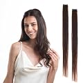 Hair Originals 100% Natural Human Hair Clip In Color Streaks (10 Inches, Pack of two, Natural Brown)