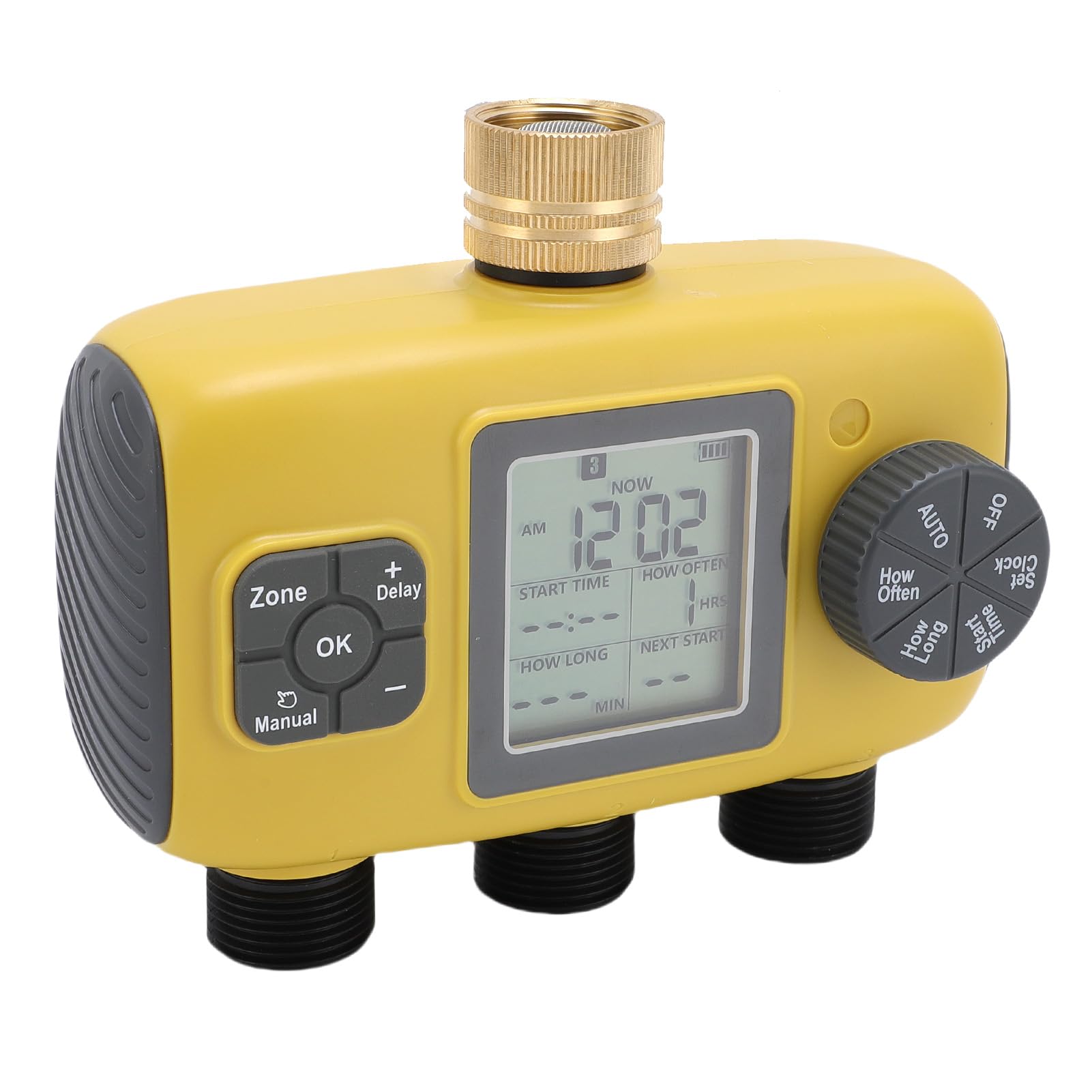 Sprinkler-Timer, Programmierbarer Gartenschlauch-Timer für 3 4 Bis 1 2 Zoll Wasserhähne, 3 Ausgänge, LCD-Display IPX5, Individuelle Bewässerungspläne für Topfpflanzen Im Garten, Rasen, Im