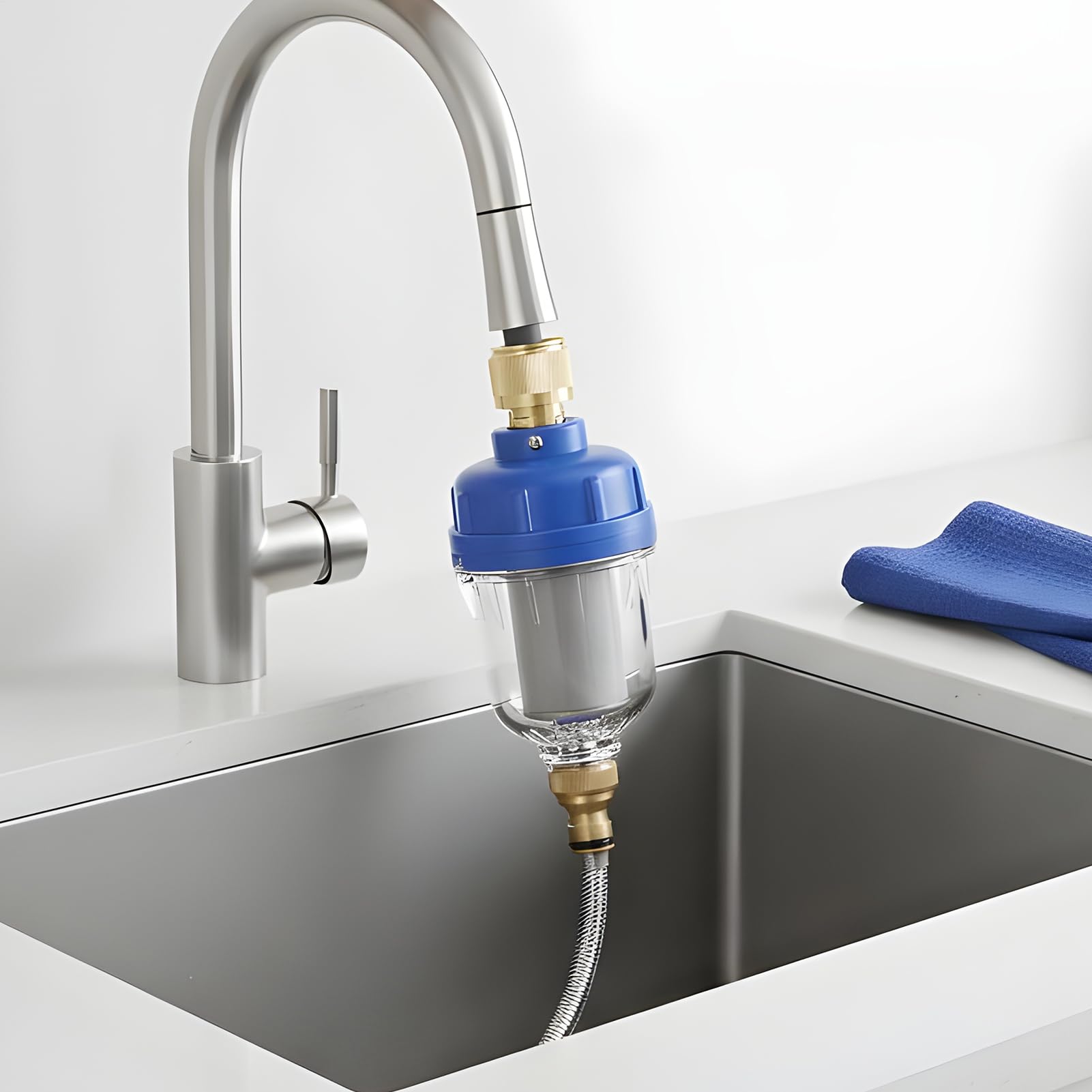 Filtri 'acqua per camper, in acciaio, installazione rapida, purificatore d'acqua per rubinetto, accessorio per camper, roulotte, giardino, cortile, balcone, patio, prato