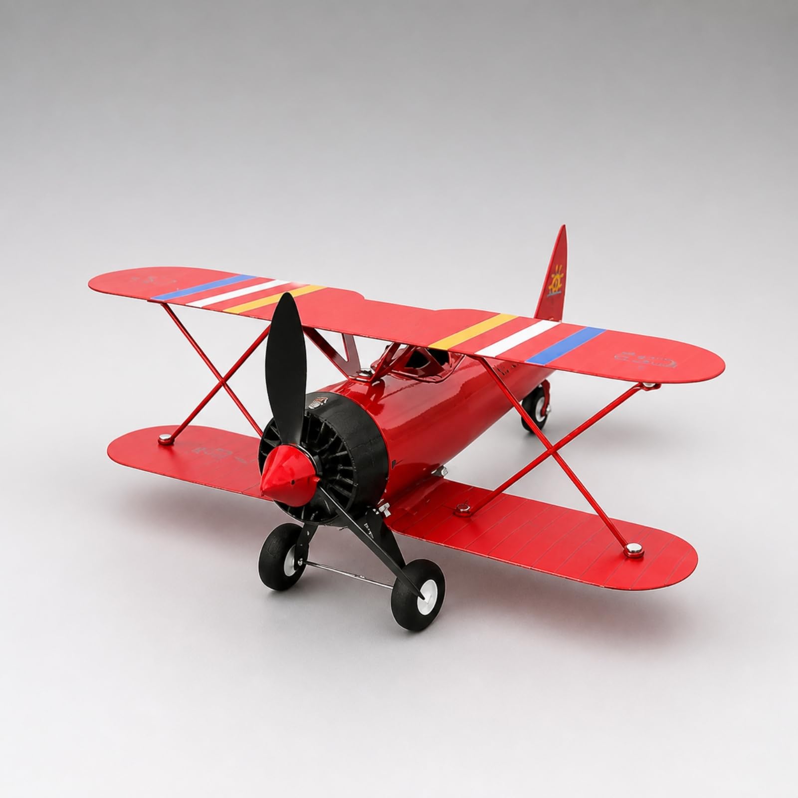 Gralara Aereo in Miniatura | Lavorazione Semi-Artigianale, Modellino di velivolo bipiano, Fatto a Mano, Modello di velivolo bipiano, per Ufficio, Rosso