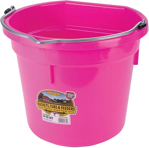 Miller Manufacturing P20FBHOTPINK Plastic Flat Back Bucket for Horses, 20-Quart