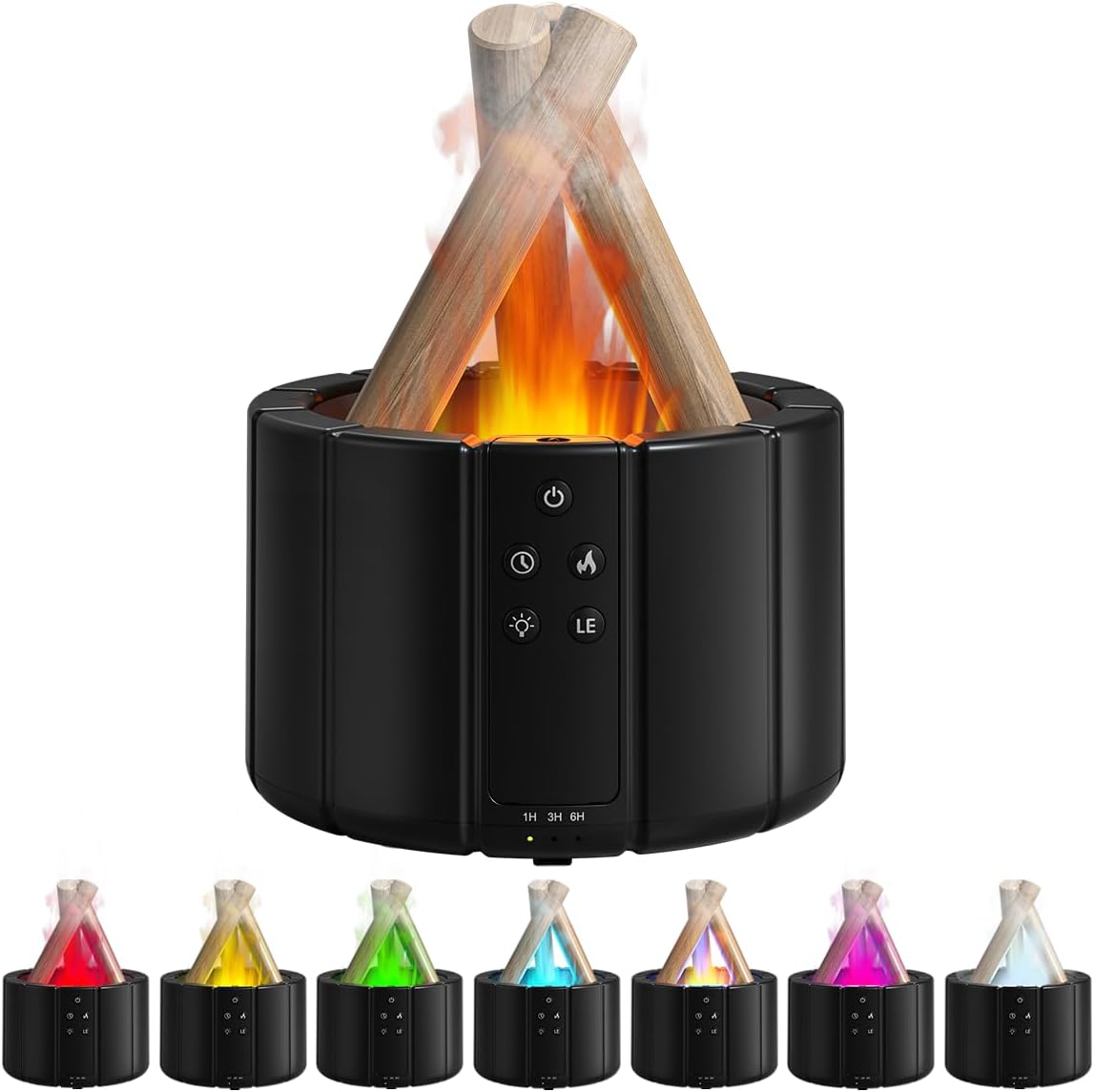 Simulated Campfire Diffuser, 250ml Essential Oil Diffuser with Remote Control, 7Colors Night Light Ultrasonic Aroma Diffuser & Cool Mist Humidifier,Timer (1/3/6H), Auto-Off Protection, Type-c Cable