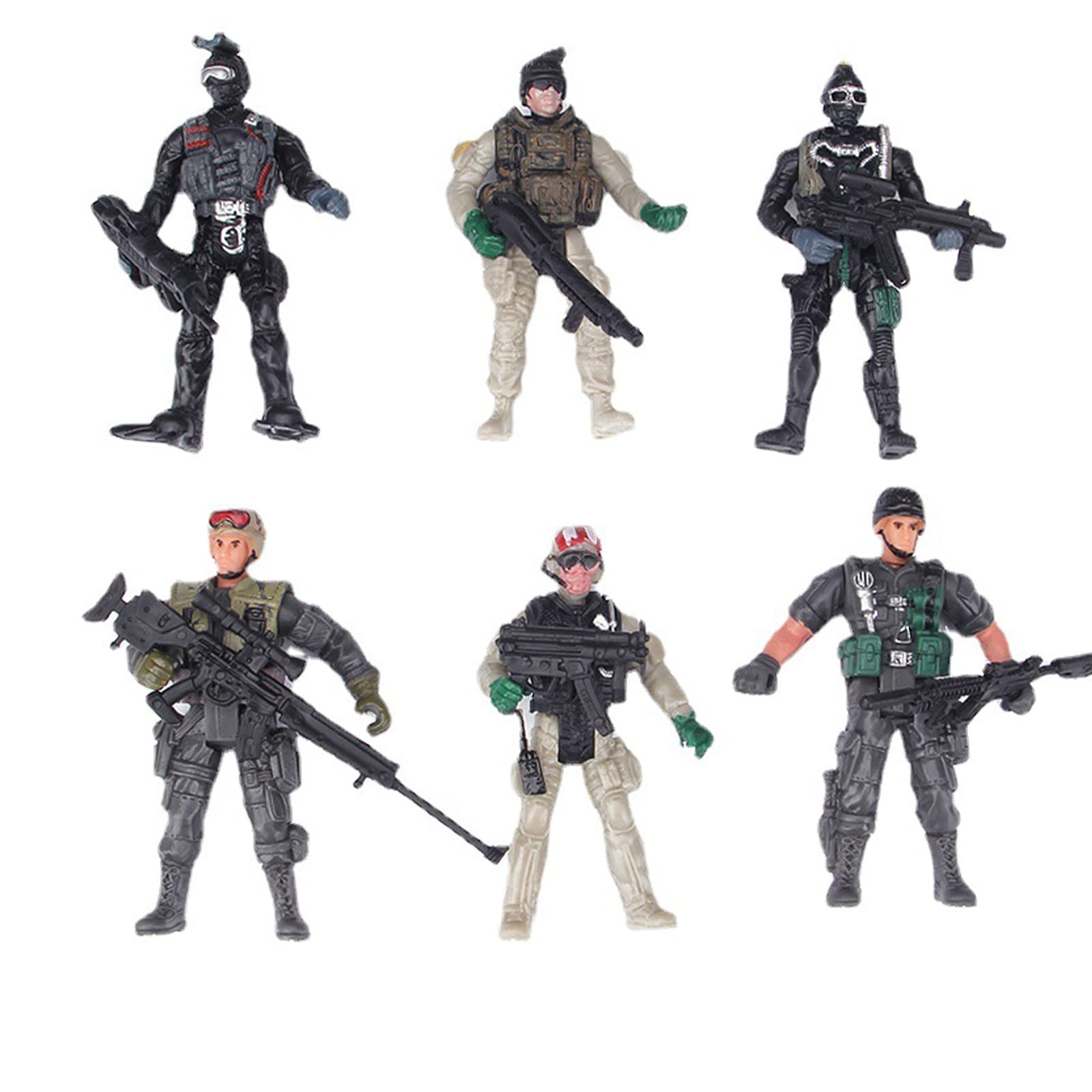 Amazon | 6 個 1/18 特殊部隊陸軍 SWAT 兵士アクションフィギュア戦闘