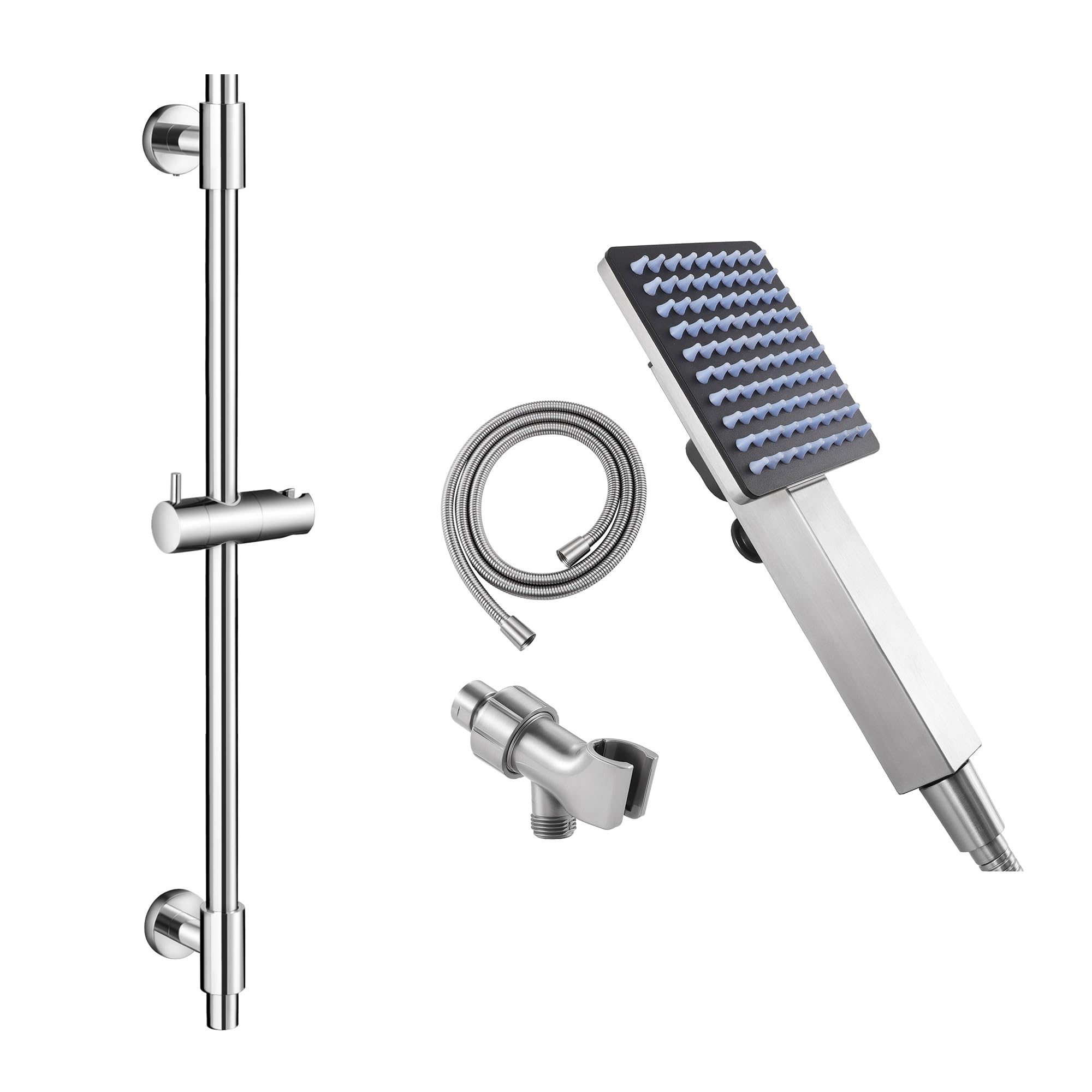 KES Duschstange Brausestange Wandstange 100 CM Lang Poliert Handbrause 178 cm langer Schlauch und verstellbarer Gelenkhalter, F209S100-PS+DP300F18-BS