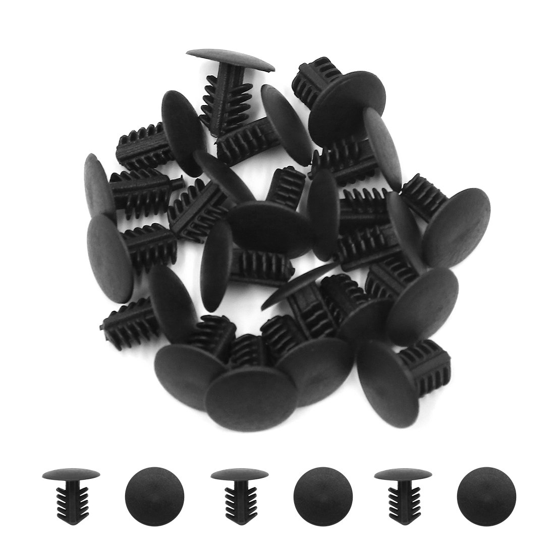 20 Rivets Plastique Gris Pour Fixation Auto - Pack De 20 Pièces - Trou 6mm