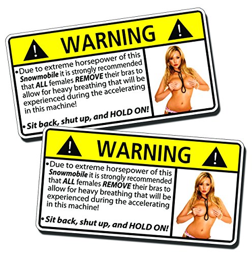 Snowmobile Remove Bra Female Funny Caution Warning Decal Sticker