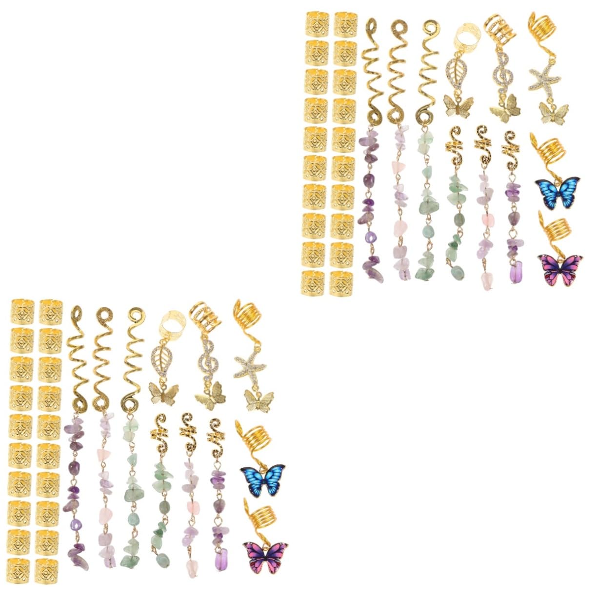 FOMIYES 62 Piezas Rastas hair clips horquillas moño anillos de pelo pasadores de pavor accesorios para el cabello pirata mujer Piedra anillo de pelo talón joyas sombrerería