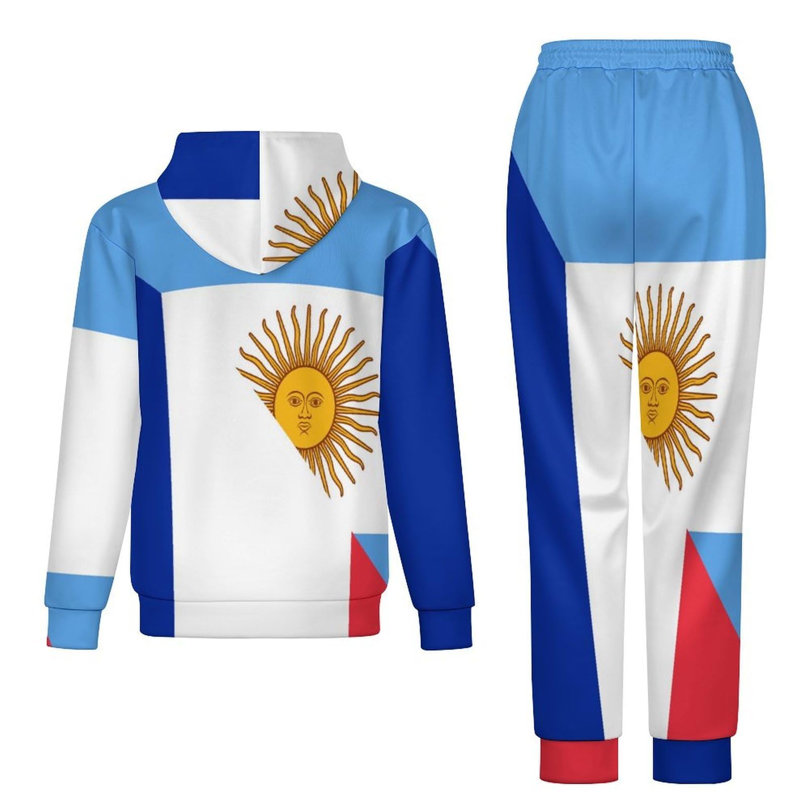 Francia e Argentina Flag Tute per gli Uomini Manica Lunga Felpa Con Cappuccio E Pantaloni Della Tuta Joggers Set Moda Tute