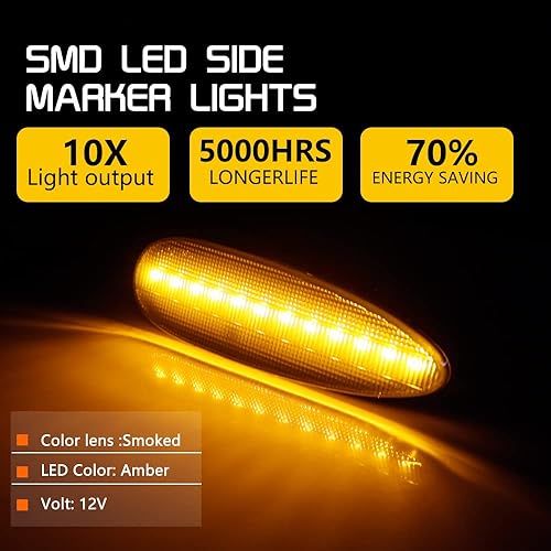 Miniatura 9 de Tonsya Kit de carcasa negra de lente ahumada compatible con la carcasa del marcador del lado del pasajero Pontiac GTO 2004, 2005, 2006