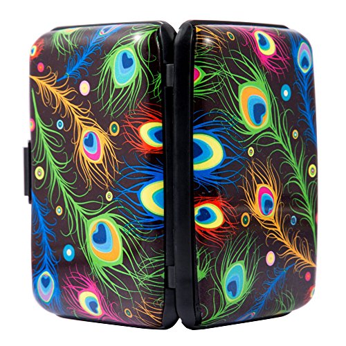 Elfish Mini Rfid Aluminum Wallet Credit Cards Holder Business Card Case Metal Id Case For Men Women (Feather) #TOP2
