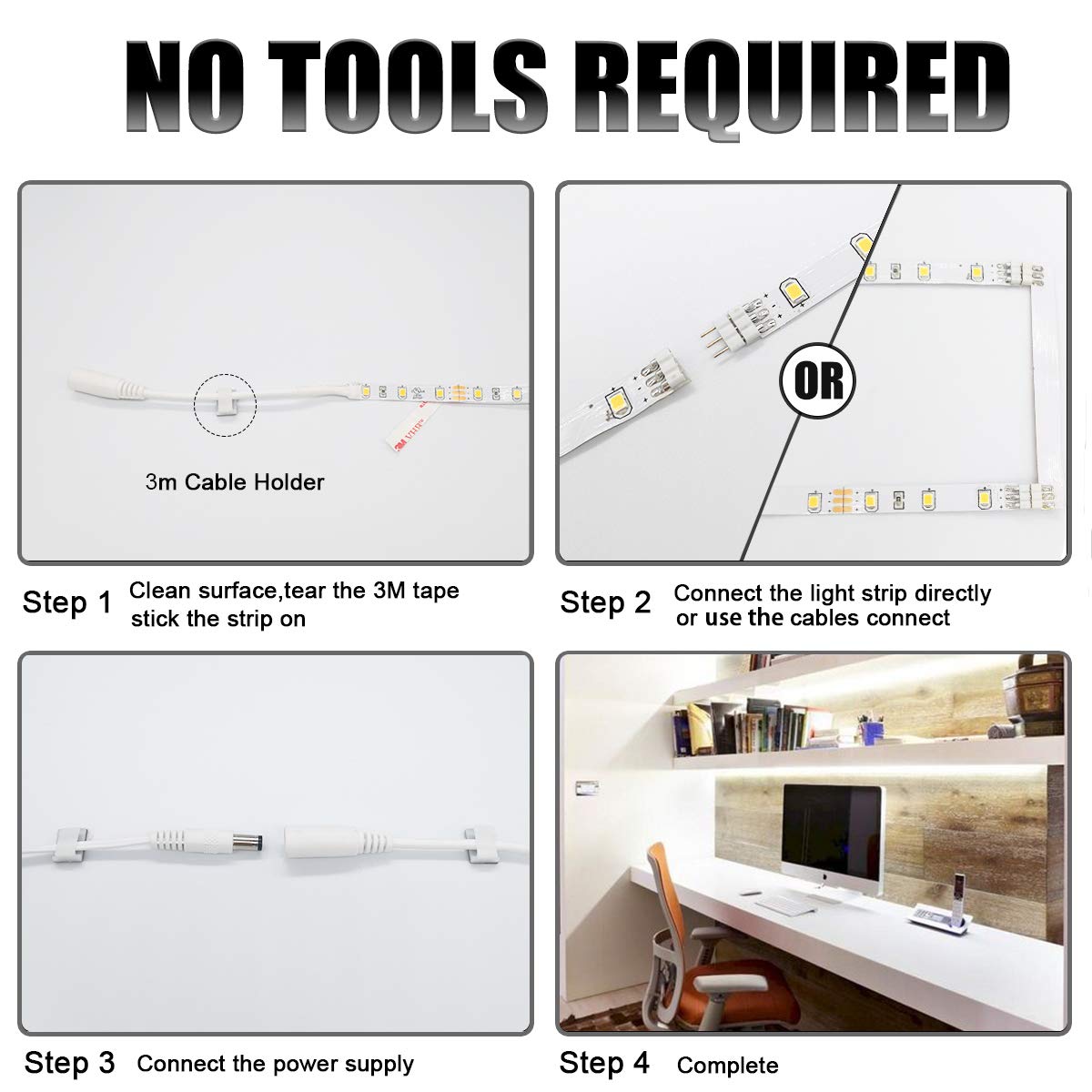 wobsion White Led Strip Lights, Under Counter Lights for Kitchen