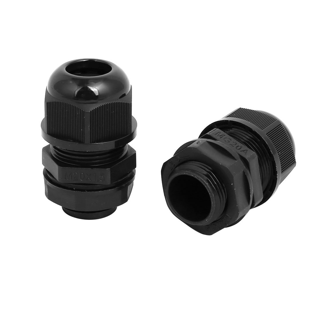 Aexit M20 x1.5mm Transmission 2.8mm-5mm 4 Holes Adjustable Cables Gland Black 5pcs