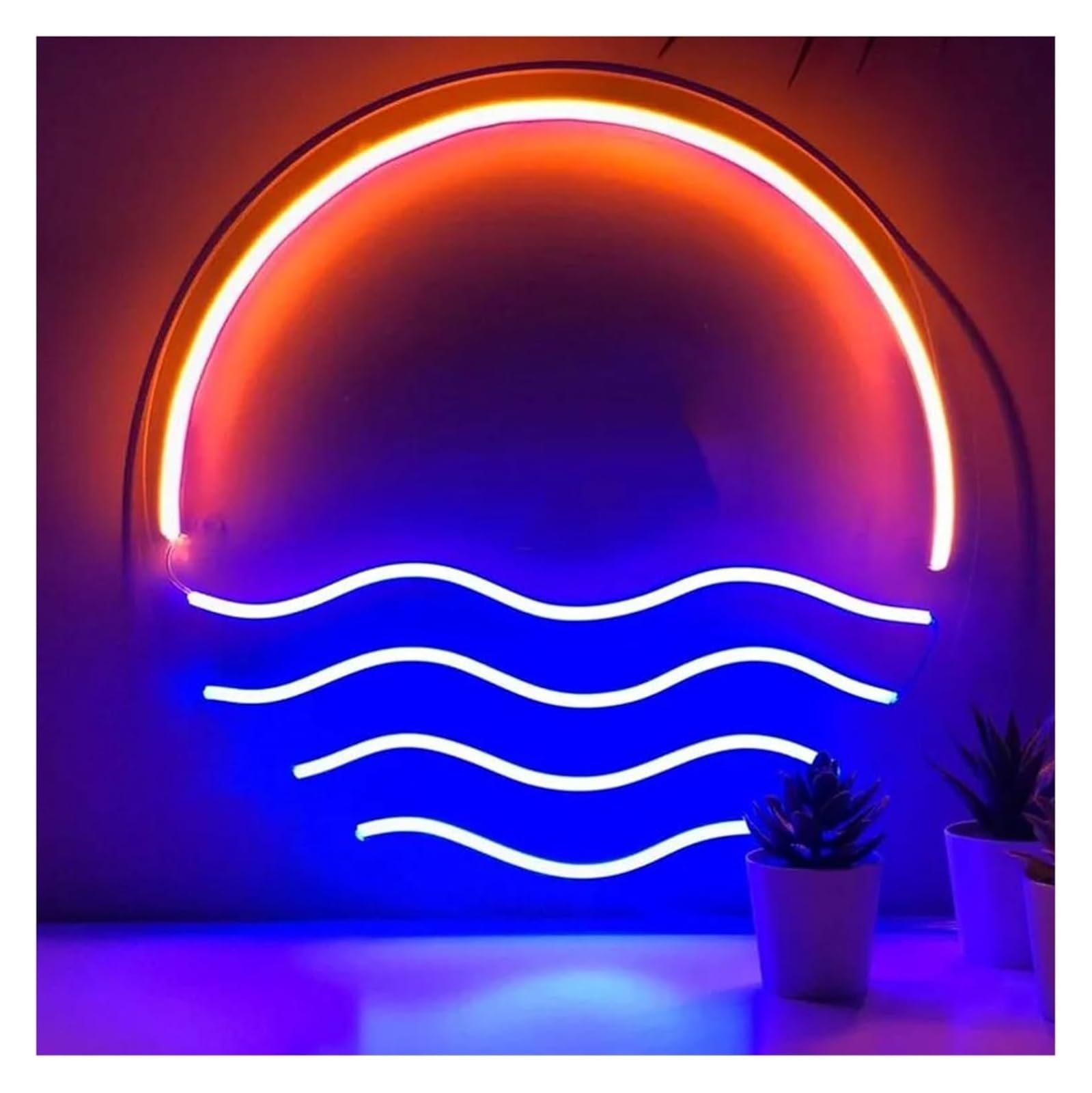 Lampada da parete estetica al neon tramonto, decorazione artistica per interni, camera letto, feste, multiuso 40cmx40cm(B)