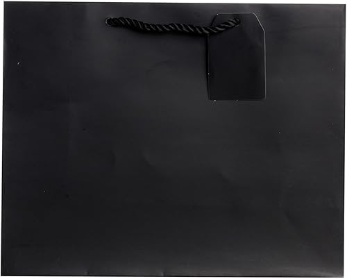 Jillson Roberts 6 bolsas de regalo grandes de 12.5 x 10 x 5 pulgadas, disponibles en 12 colores sólidos, negro mate