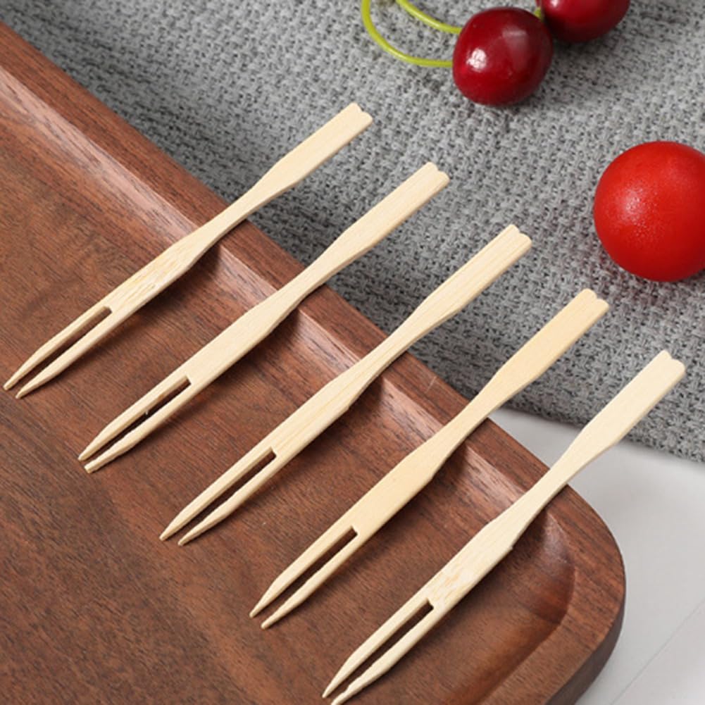 200 Pezzi Forchette Di Legno Bambù Mini Forchette Usa E Getta Piccole Forchette Per Antipasti Sfusi Posate Di Bambù Mini Utensili Forchetta Da Torta Per Carnevale Compleanno, 4 Pollici