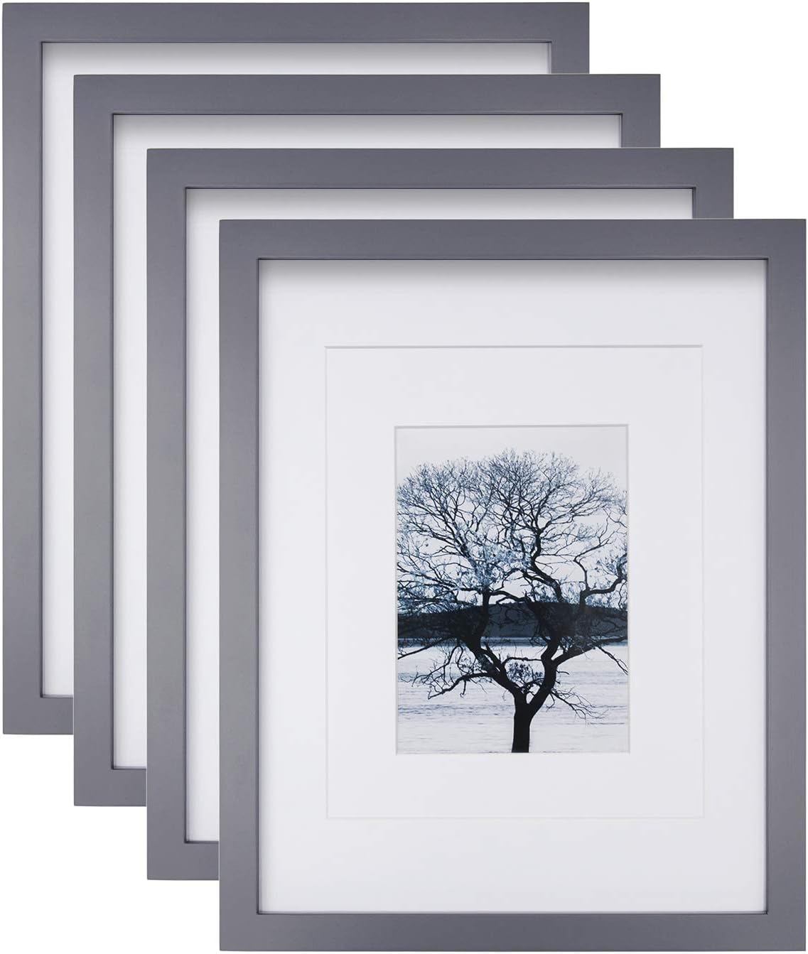 Egofine 11x14 Picture Frames 4 Pack Display Pictures 5x7/8x10 with Mat