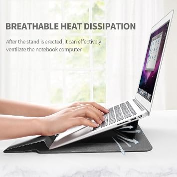 11-17 Inch Universal Multi-Function Waterproof Notebook Bag, 3-in-1 Stand Foldable Laptop Padded Pouch, Portable Computer Stand with Mouse Pouch (Brown,16/17 inch)