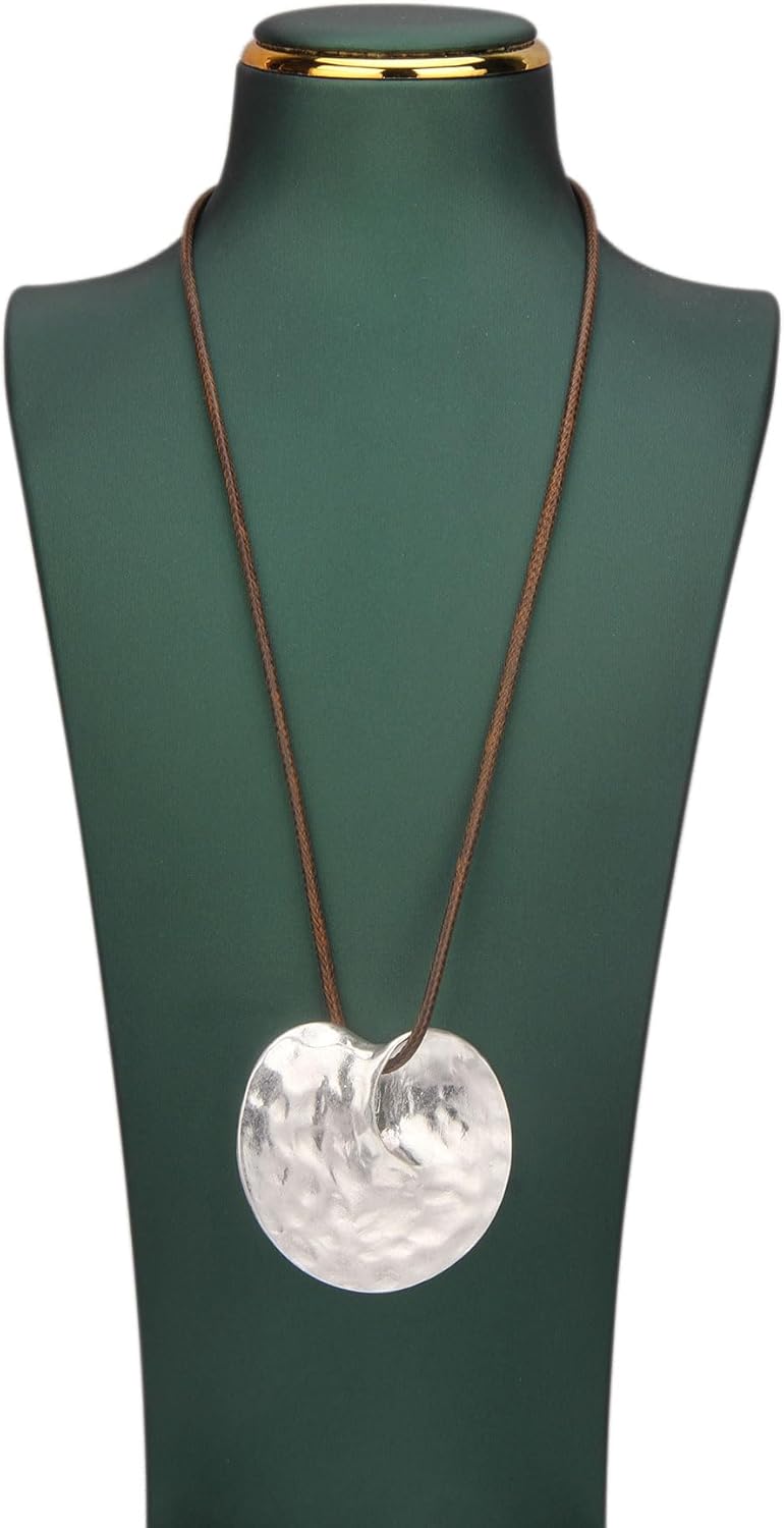 Boho Necklaces for Women Chunky Circle Necklace Layered Boho Circle Leather Choker Necklace Long Vintage Necklaces Bohemian Jewlery Gifts - Image 2