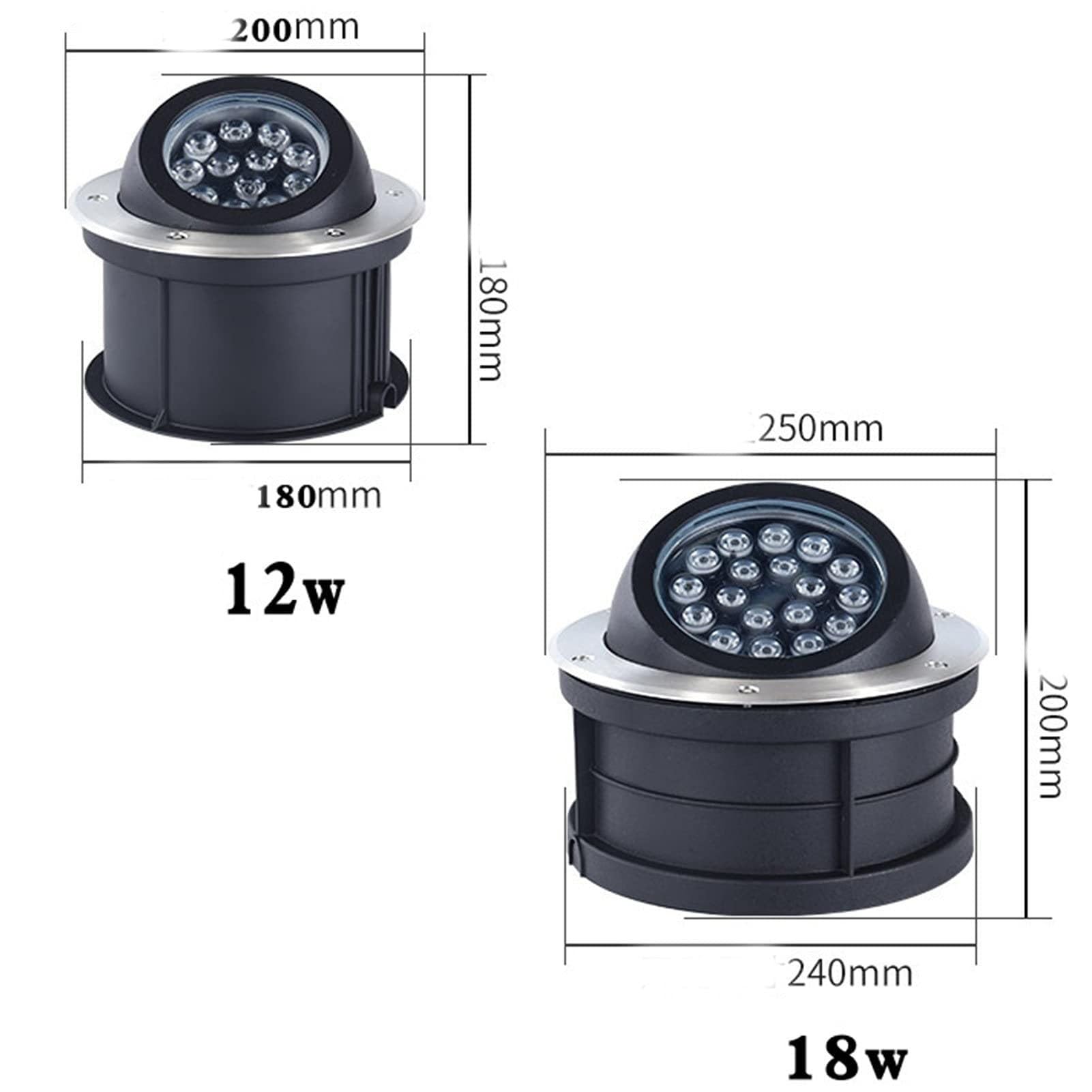 Foco LED Redondo Empotrado De Acero Inoxidable For Exteriores, Resistente Al Agua (IP65), con Ángulo De Visión Oblicuo, Ideal For Iluminación(RGB,18W (24V))