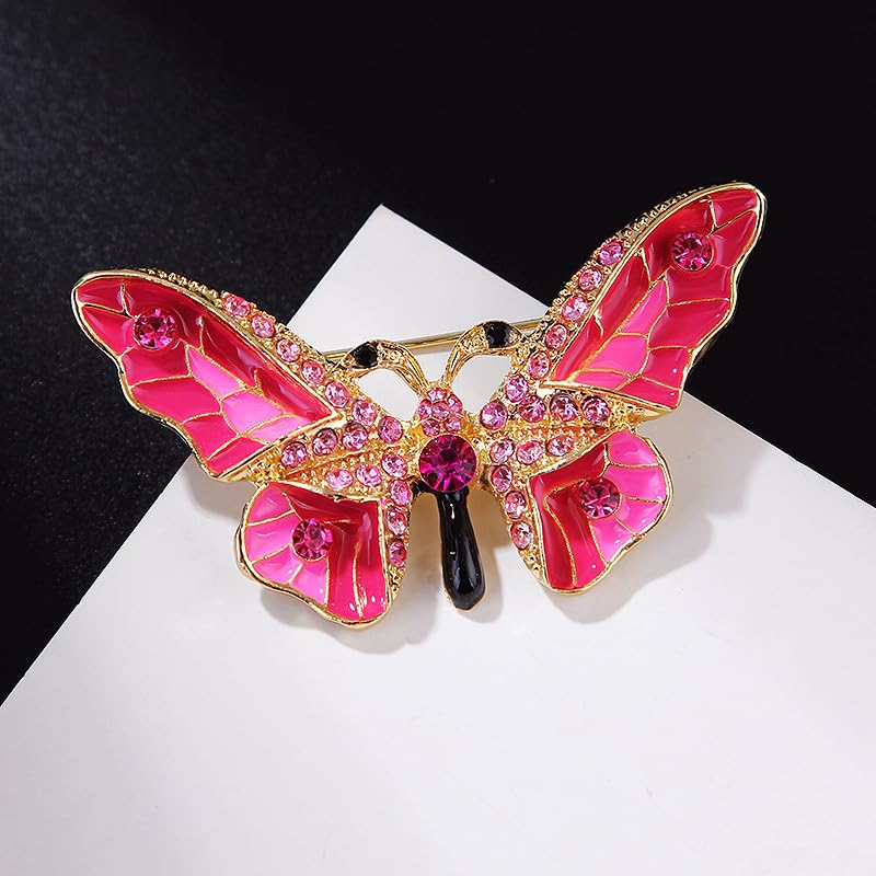 Image of butterfly brooch pins for women fashion Woman's enamel crystal rhinestone butterfly brooches pin set for Clothes Dresses