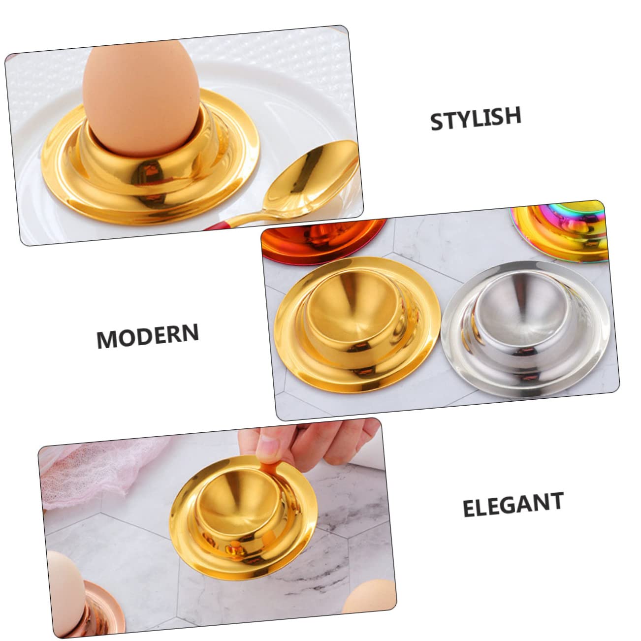 CONGARTENO 2pcs Stainless Steel Eggs Egg Storage Tool Tray Breakfast Egg Holder Egg Holder Cups Hard Egg Cups Egg Cups for Home Breakfast Tray Cup Holder Tray Poached Egg Cups Egg Rack Silver