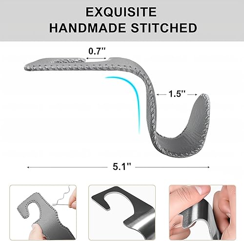 Miniatura 3 de EldHus Ganchos de asiento para monederos y bolsas, paquete de 2 soportes para bolsos de comestibles, ropa de mano, ganchos de metal para