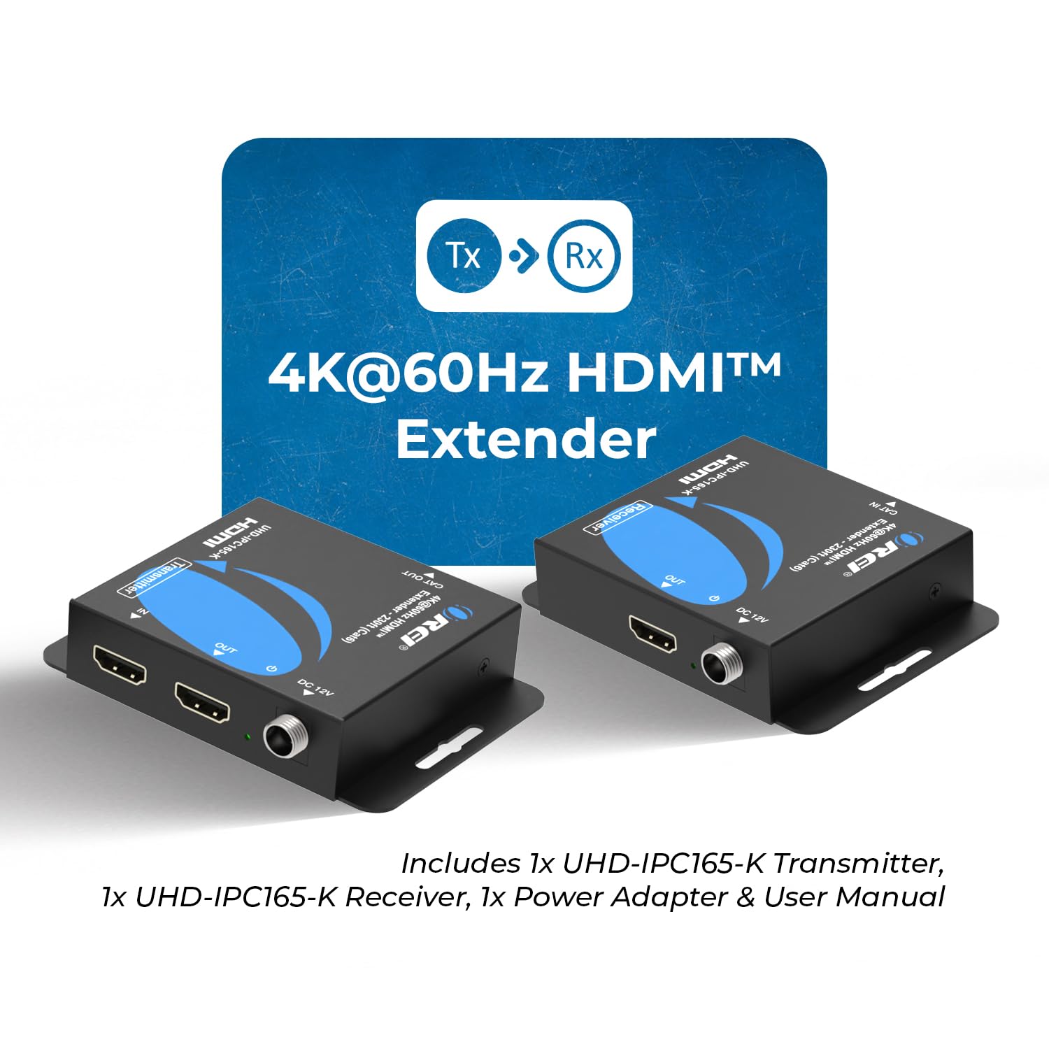 Orei Balun 4K HDMI Extender Balun UltraHD 4K @ 60Hz 4:4:4 su singolo cavo CAT6/7 con HDR & IR Control-cavo Ethernet fino a 50 m - Loop Out (UHD-IPC165-K)