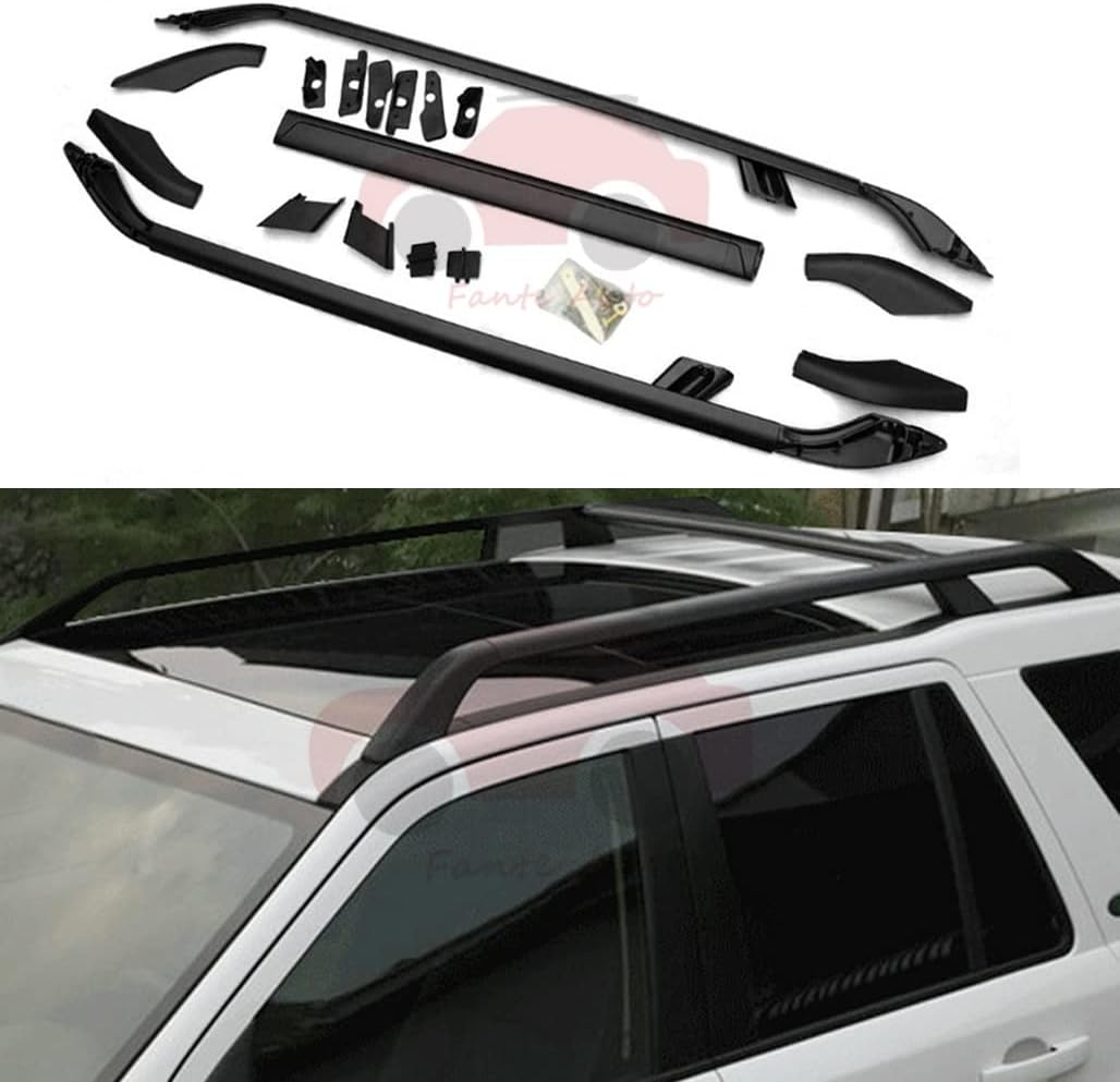 FANTE 2PCS Roof Rail Racks Fits for Land Rover Freelander 2 LR2 2006-2016 Cargo Crossbars Luggage Carrier Aluminum Black