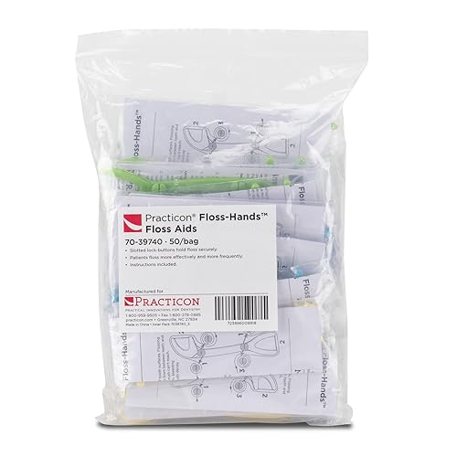 Miniatura 2 de Practicon Floss-Hands, soporte de hilo dental reutilizable, dos ángulos a la vez, empaquetado individualmente, paquete a granel de 50