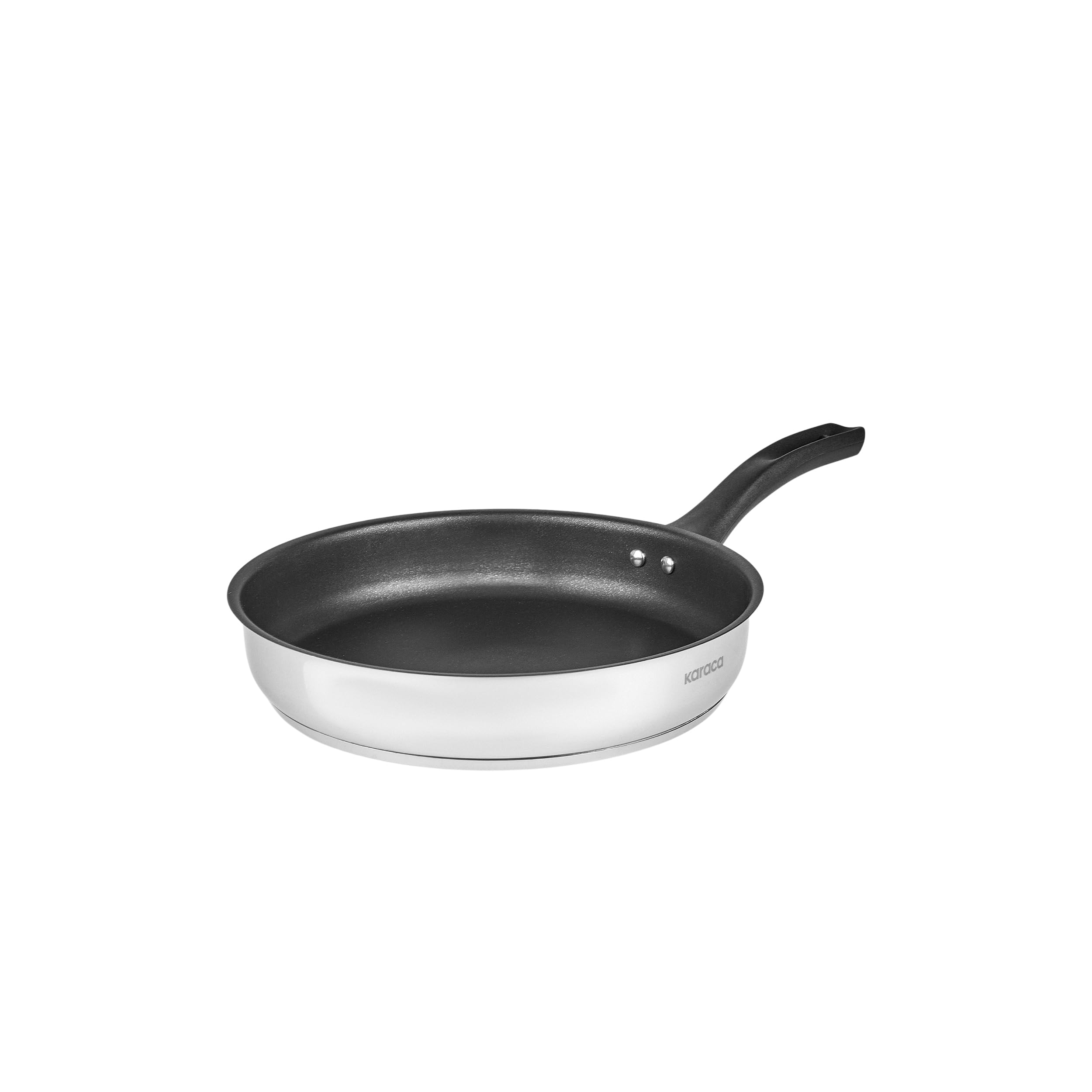 KARACA Gastro Stainless Steel Non-Stick Frying Pan with Lid - Pan for Induction Hob Cookware - Dishwasher & Microwave Safe - 20cm, 1.5L, Silver