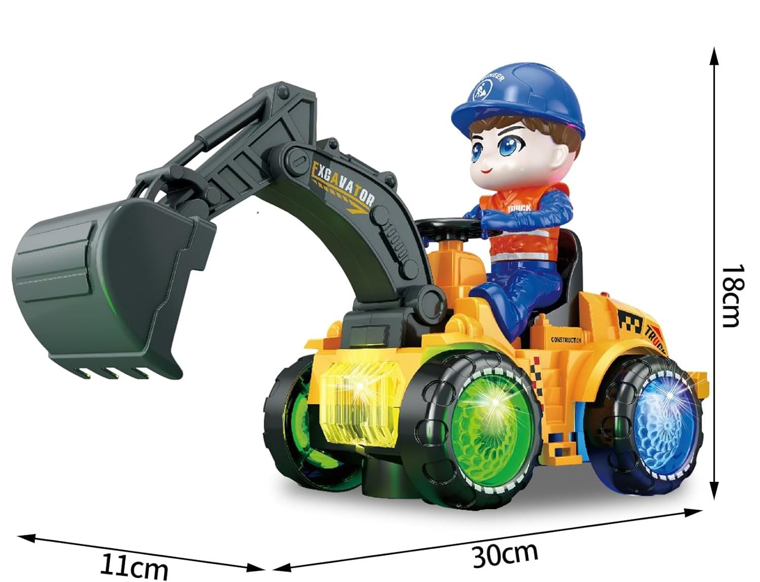KRIREEN Excavator Super Toy, Construction Vehicle, LED Light, Automatically Runs Excavator Toy,Truck Model Construction Toys for Kids 3+ Years Old Boys and Girls, Best Gift for Kids, (Pack of 1) 4