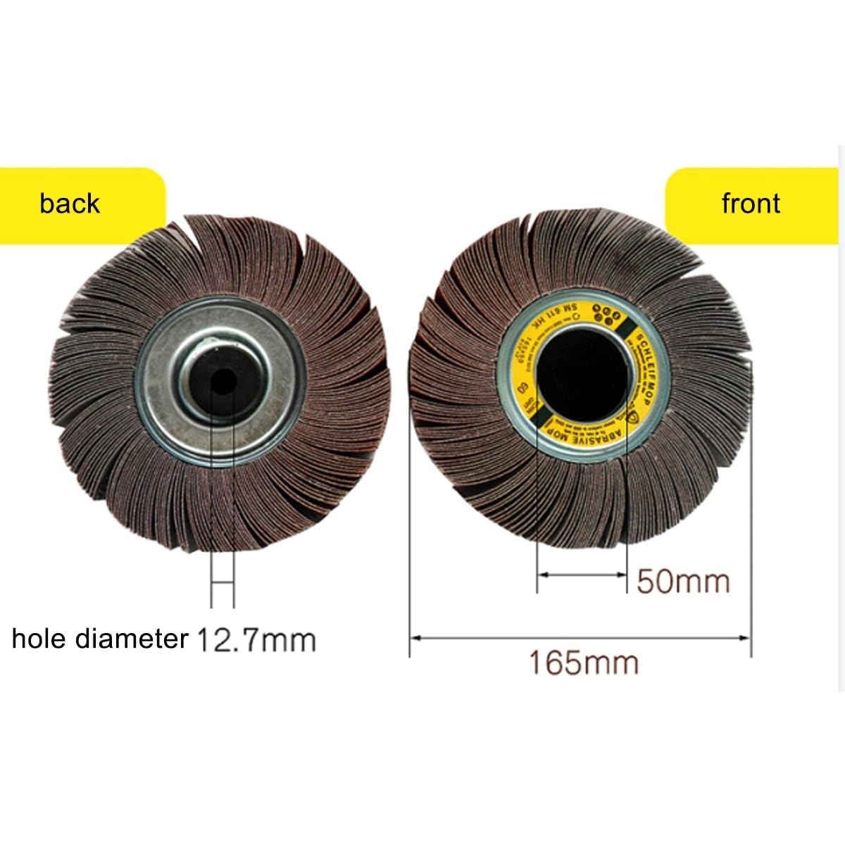 Tarcza polerska z włókniny 165 mm do stali nierdzewnej i metalu – ściernica listkowa o ziarnie 60/80(60grit)
