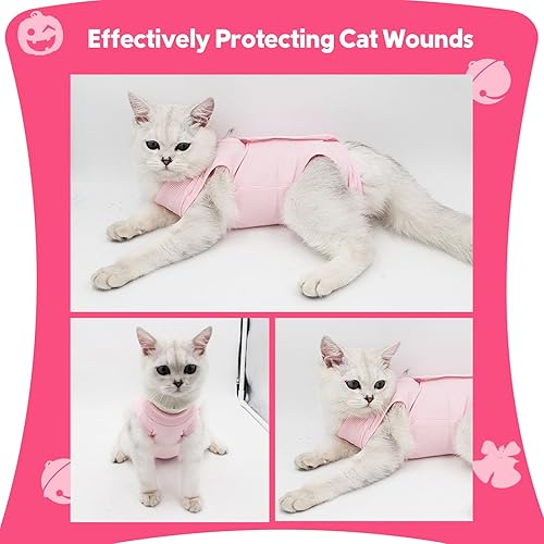 Miniatura 6 de Traje de recuperación para gatos para heridas abdominales, enfermedades de la piel, mameluco de gato para gatos después de la cirugía, traje de