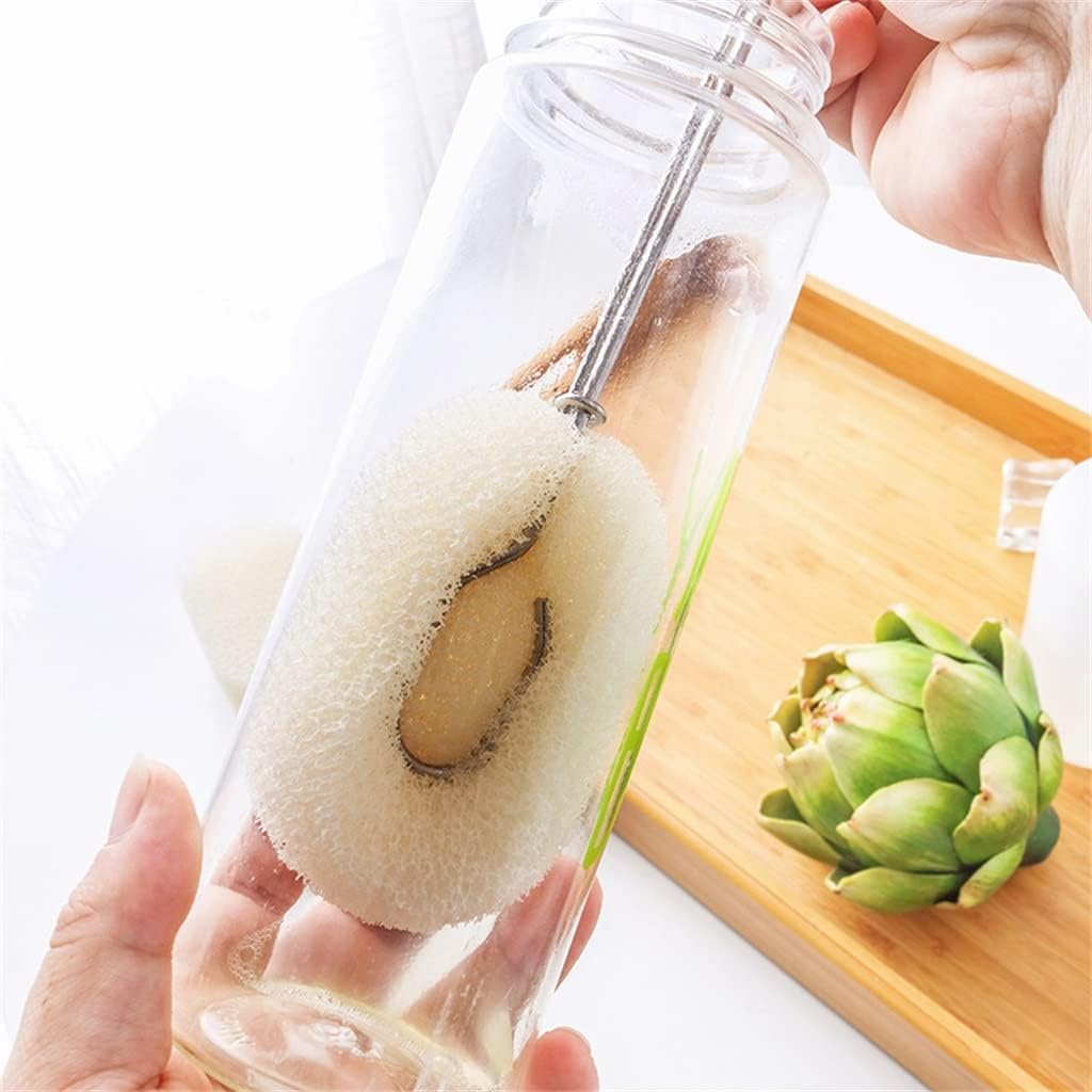 Sponge Bottle Brushes Cup Scrubber Long Stainless Steel Handle Wineglass Cleaner Replaceable Kitchen Cleaning Tools