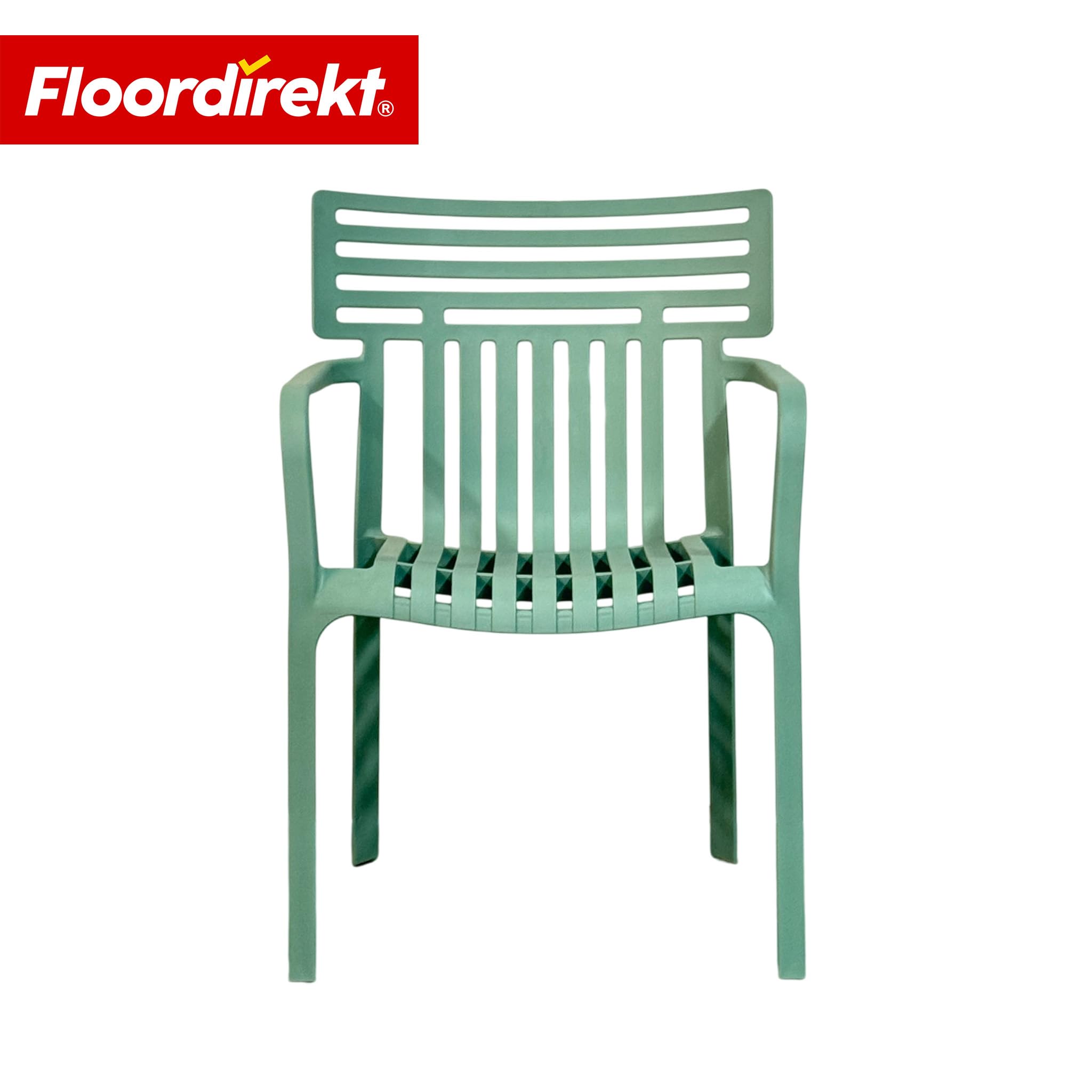 Floordirekt Chaise de Jardin avec accoudoirs – Chaise de Design empilable, Verte, résistante aux intempéries et aux UV, supporte jusqu'à 200 kg, pour Balcon, terrasse et Jardin